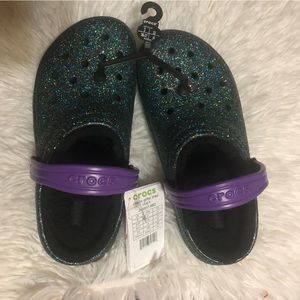 New w/tags Glitter Crocs J4 iridescent
